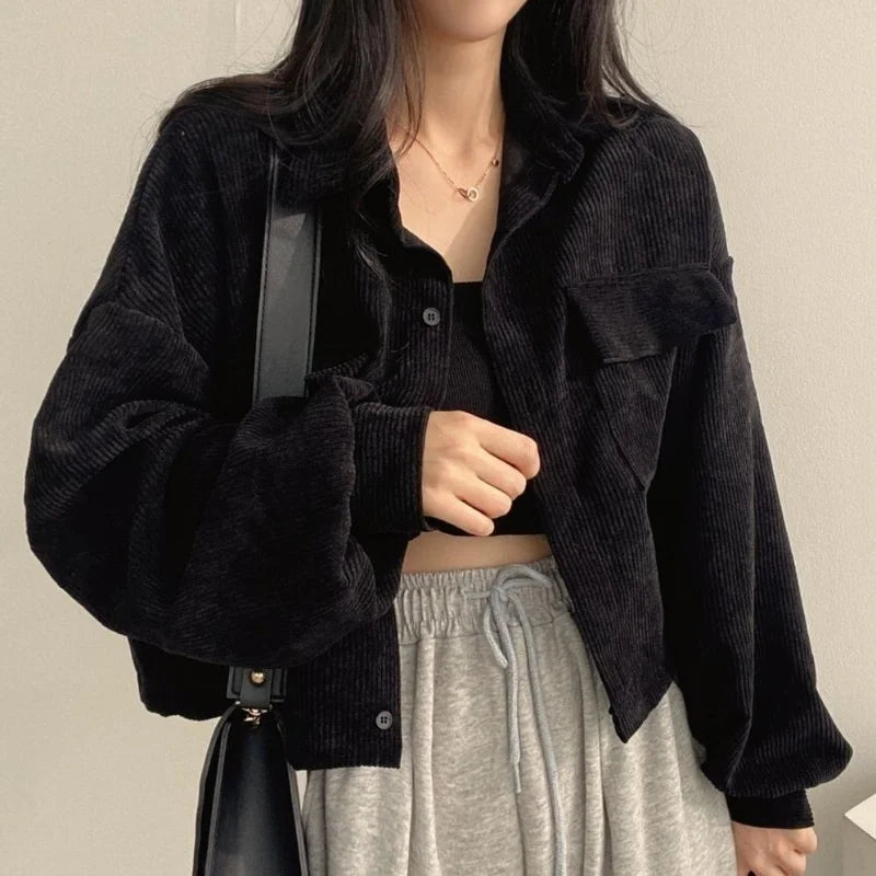 Corduroy Crop Jacket – Vintage Casual Fit
