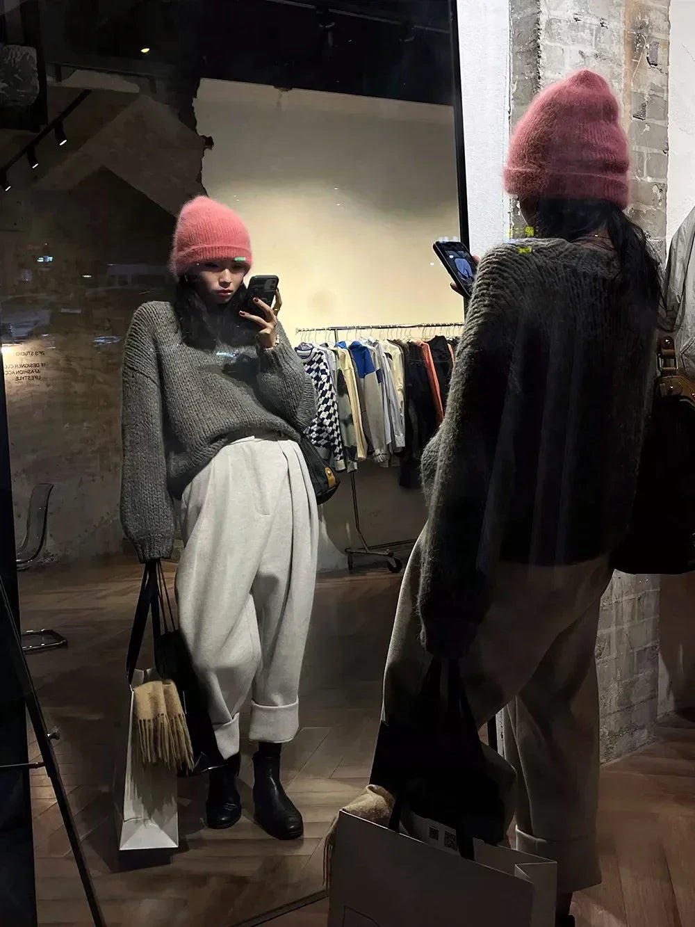 Casual Wool Pants – Loose Pockets, Winter High Waist Harem Trousers