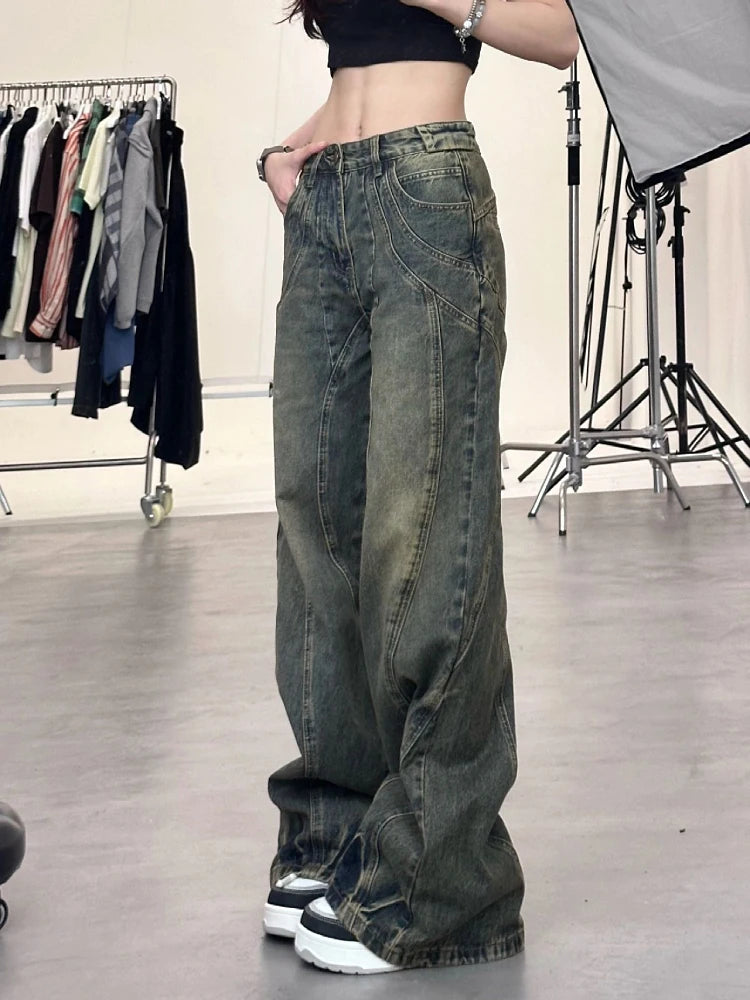 Wide Leg High Waist Jeans – Retro Thin Streetwear Style