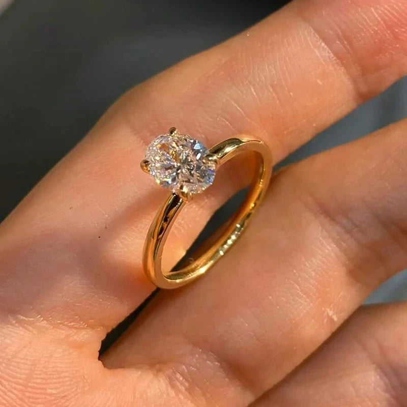 925 Silver Oval Zircon Stone Ring – Luxury
