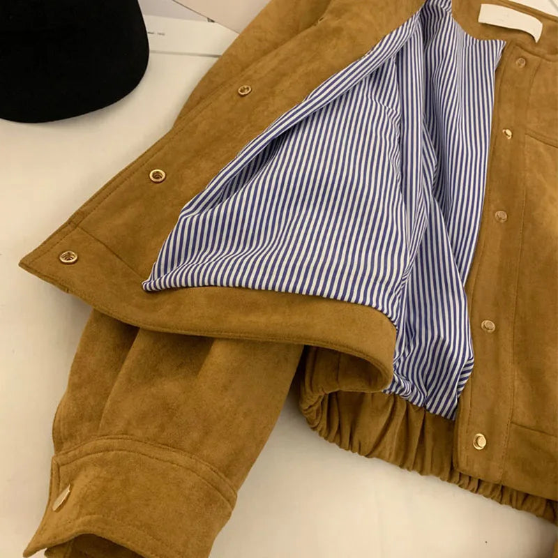 Suede Short Jacket – Camel & Classic