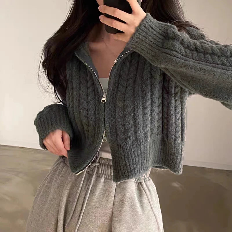 Short Coat Knit Sweater – Button Cardigan