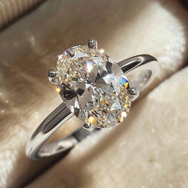 925 Silver Oval Zircon Stone Ring – Luxury