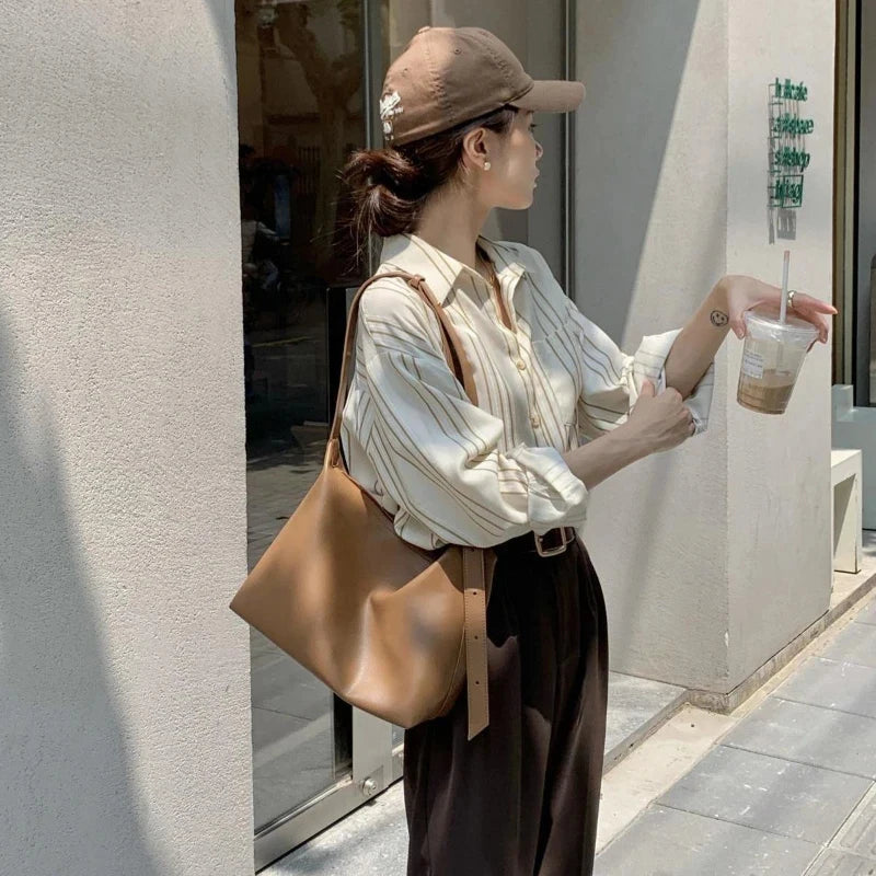 Vintage Striped Shirt – Oversize Blouse Casual Top