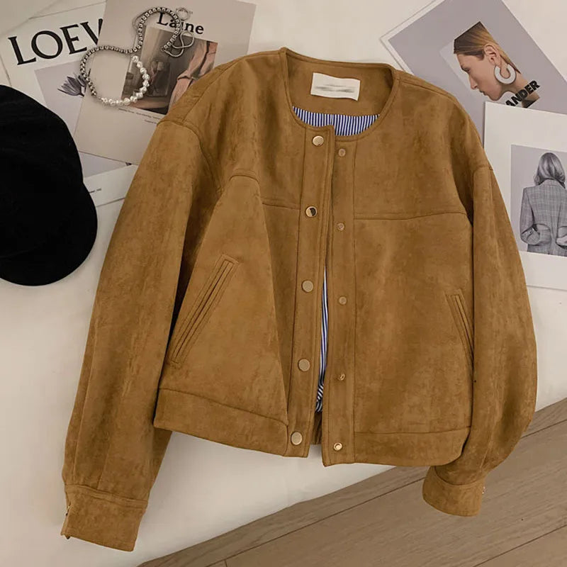 Suede Short Jacket – Camel & Classic