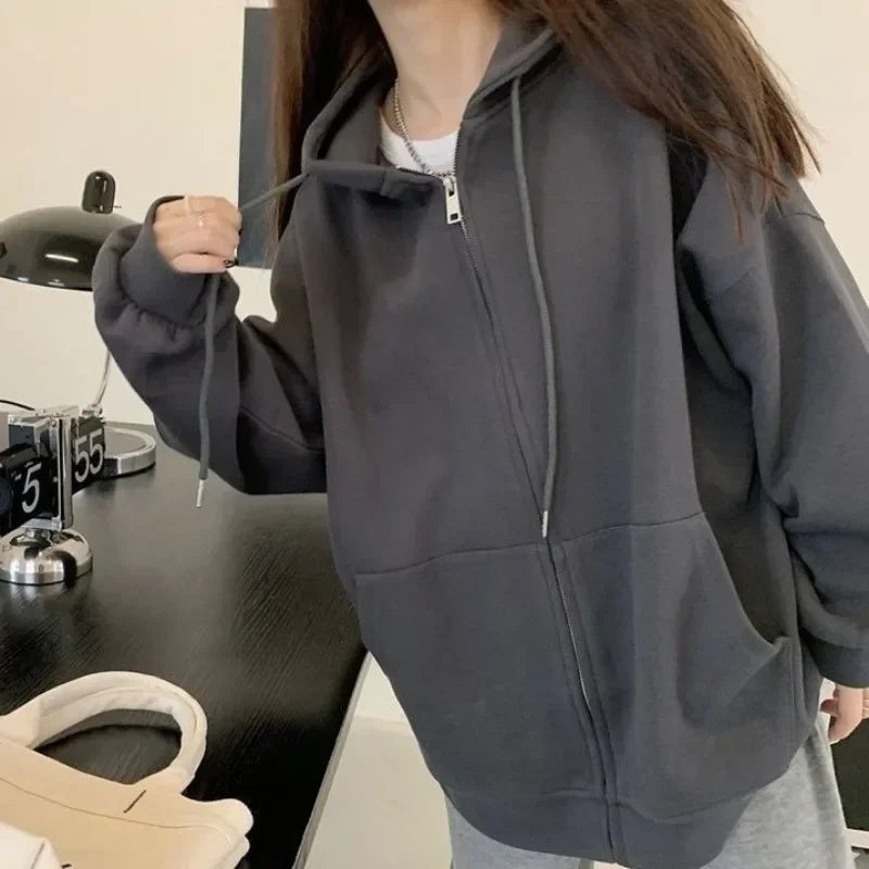 Unisex Zip-Up Hoodie – Classic Solid Outerwear
