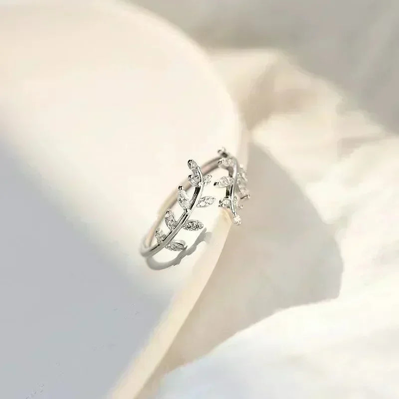925 Silver Tree Branch Zircon Ring – Birthday Gift