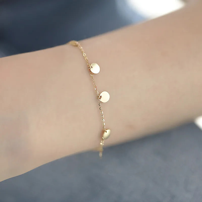 925 Sterling Silver 14K Gold Plated Disc Bracelet