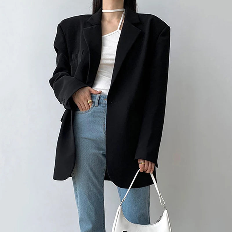 Black Office Suit Jacket – Single Button Blazer