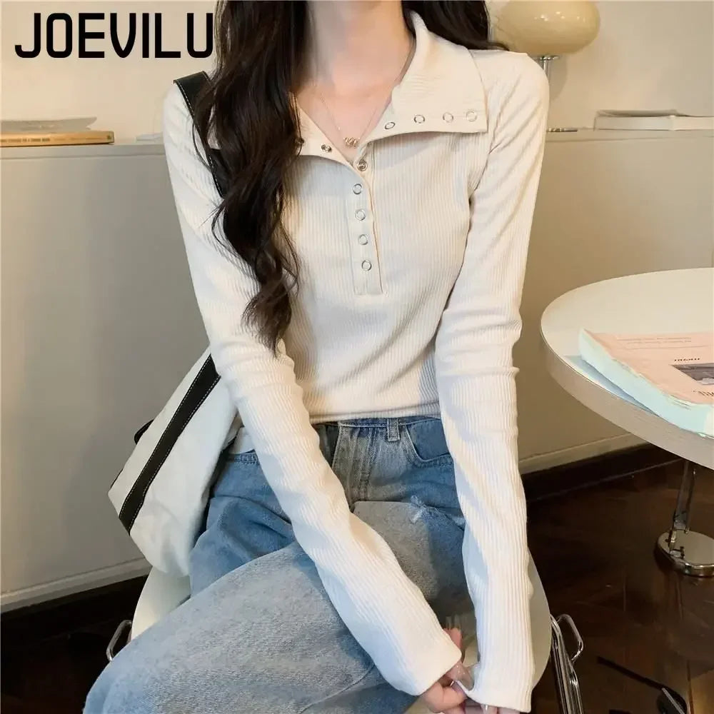 Slim Inner Knit Sweater – V-Neck Button