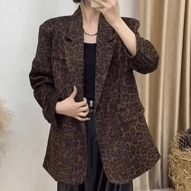 Leopard Print Blazer – Oversized Vintage Office Style