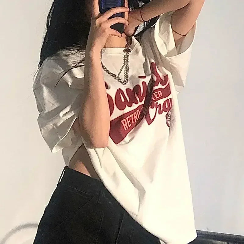 Gothic Short Sleeve T-Shirt – Oversized Streetwear Top