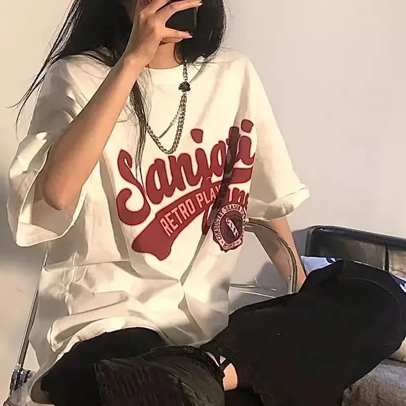 Gothic Short Sleeve T-Shirt – Oversized Streetwear Top