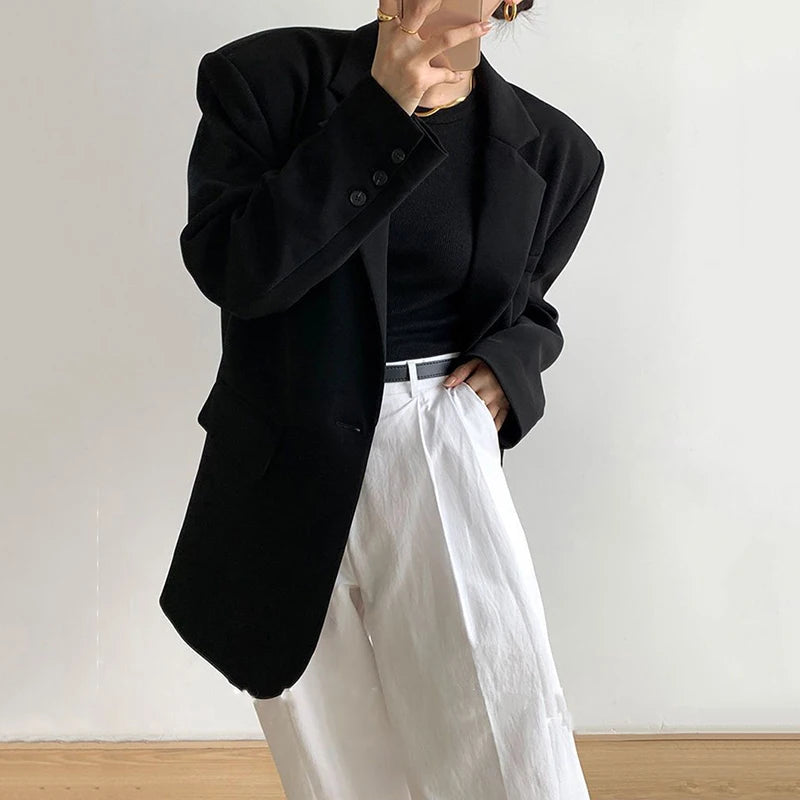 Black Office Suit Jacket – Single Button Blazer