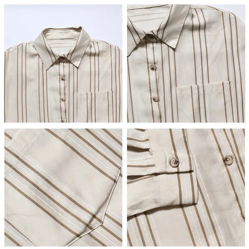 Vintage Striped Shirt – Oversize Blouse Casual Top