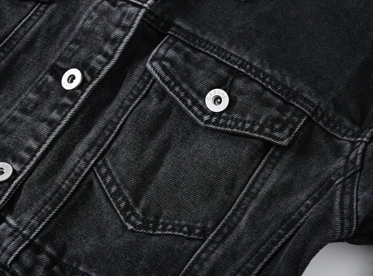 Denim Crop Jacket – Gothic Bomber Style