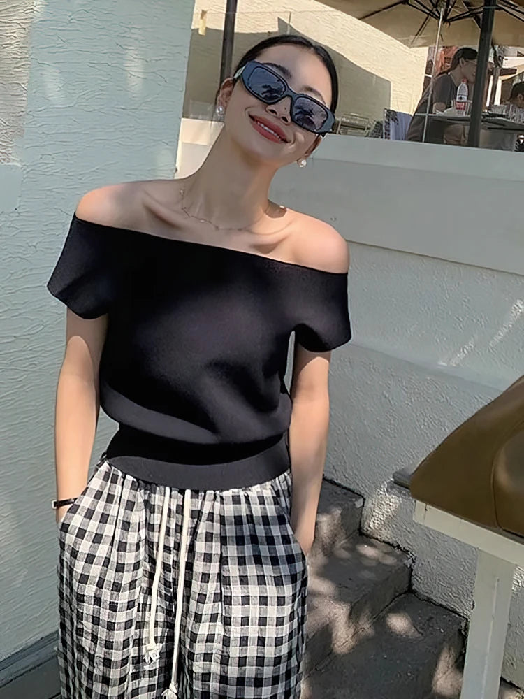 Ice Silk Off-Shoulder Crop Tee