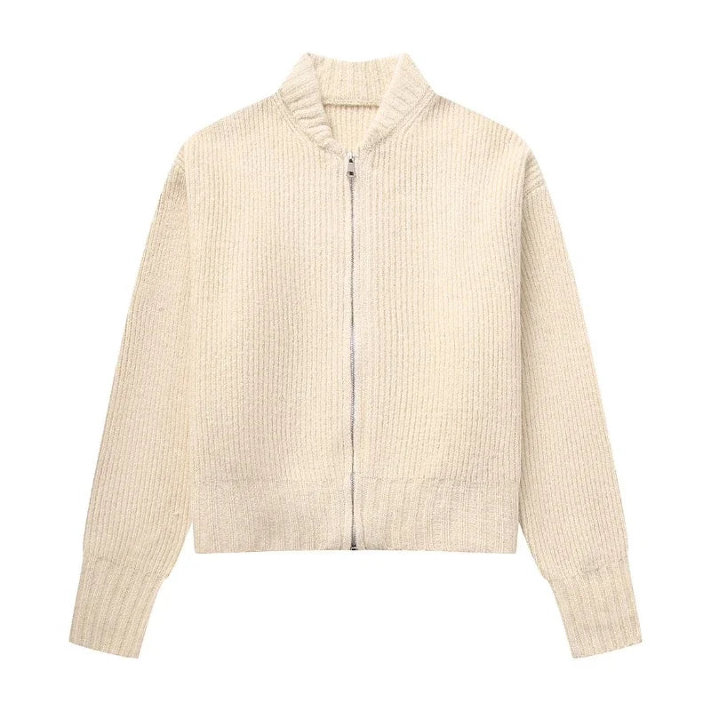 Vintage Knit Cardigan – Long Sleeve with Zipper
