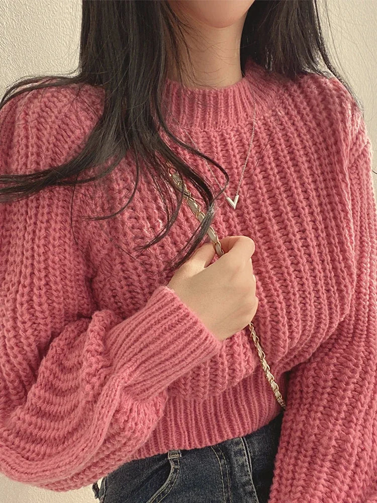 Loose Lantern Sleeve Knit Sweater – Long Sleeve