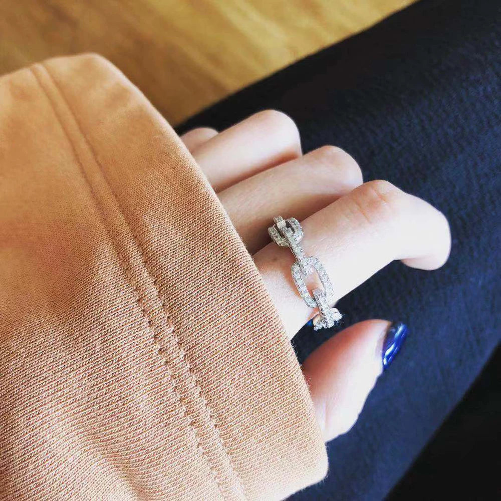 925 Silver Geometric Zircon Stackable Ring