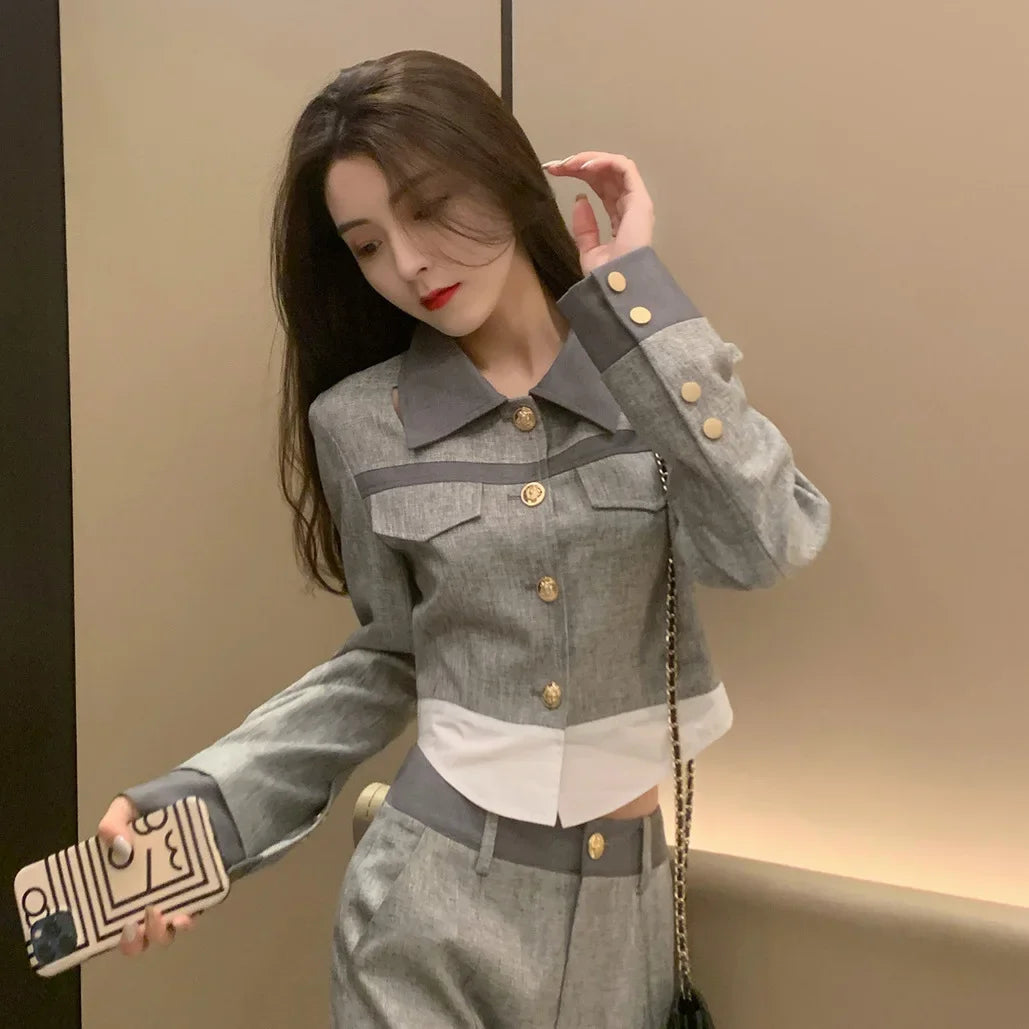 Spring/Autumn Two-Piece Set – Top and Pants for Casual Party