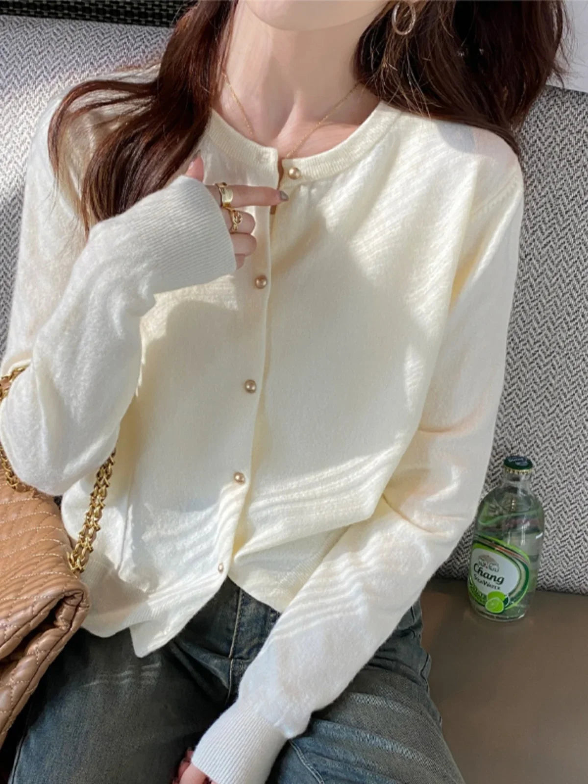 Solid Long V-Neck Knit Jumper – Casual Outerwear