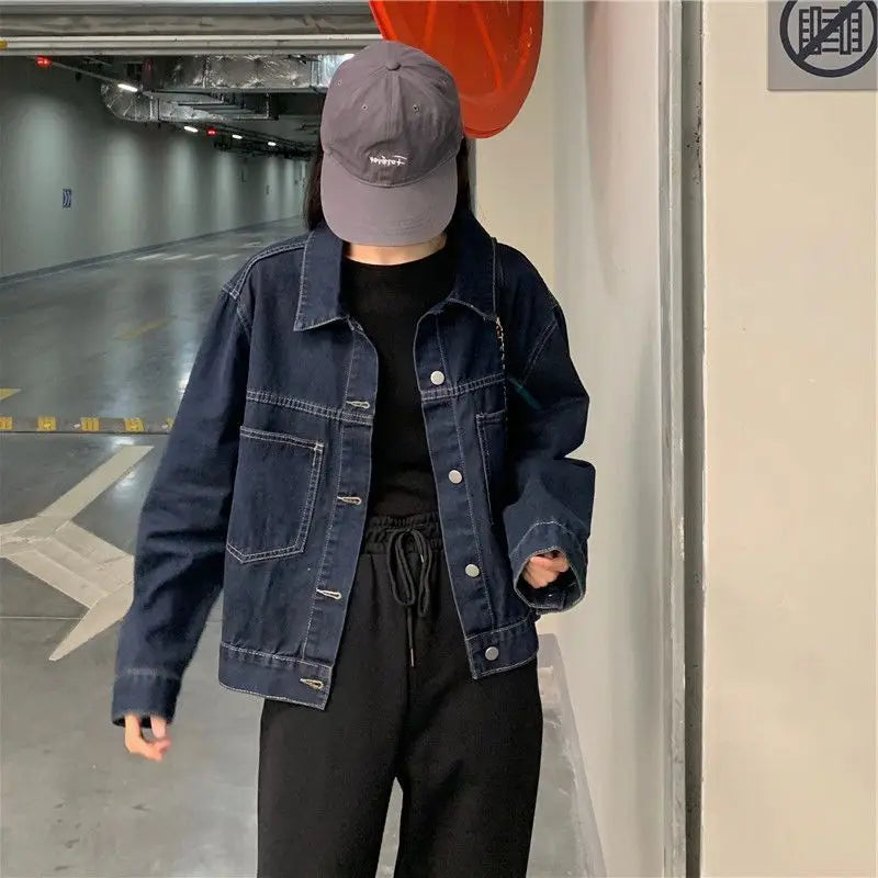 Vintage Denim Jacket – Single-Breasted Retro Streetwear