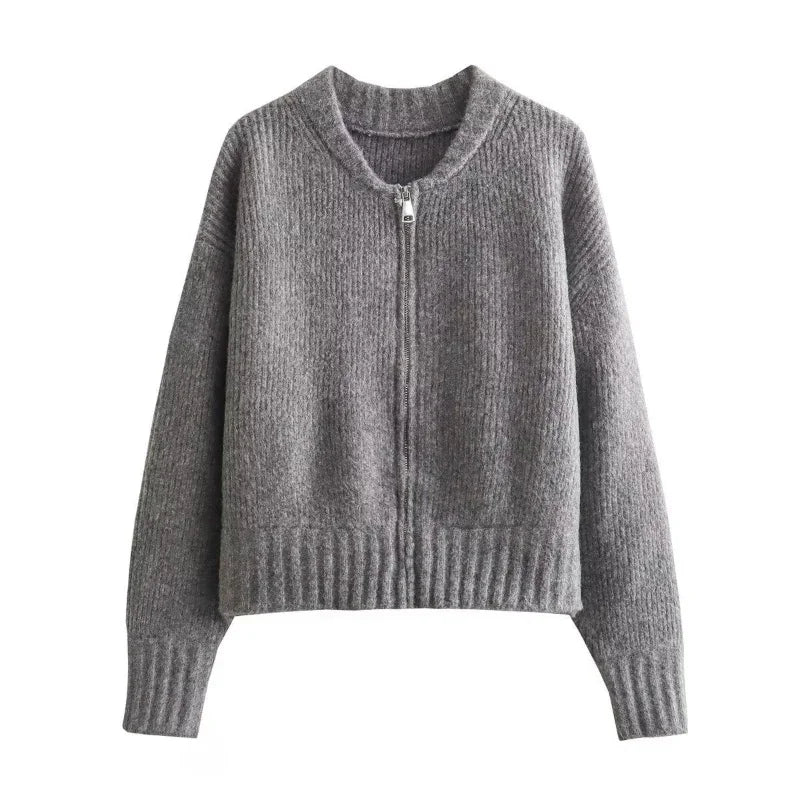 Vintage Knit Cardigan – Long Sleeve with Zipper
