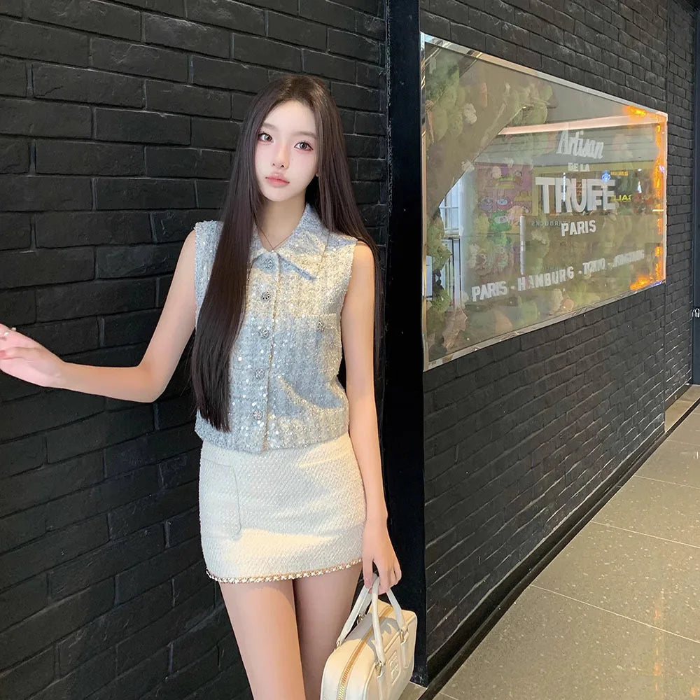 Two-Piece Suit – Tweed Vest & Shorts Set