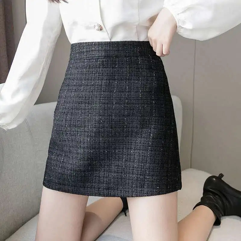 Woolen Two-Piece Set – Zipper Jacket + High Waist Slim Skirt