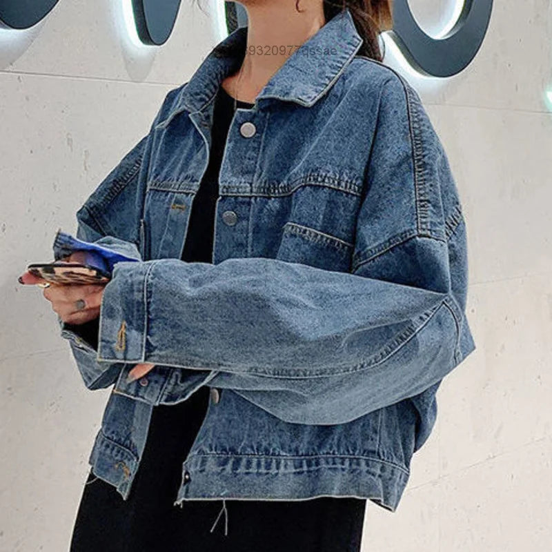 Cartoon Denim Jacket – Loose Fit Couples Style