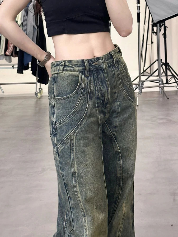 Wide Leg High Waist Jeans – Retro Thin Streetwear Style
