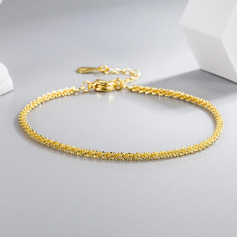 925 Sterling Silver Sparkling Gold Bracelet