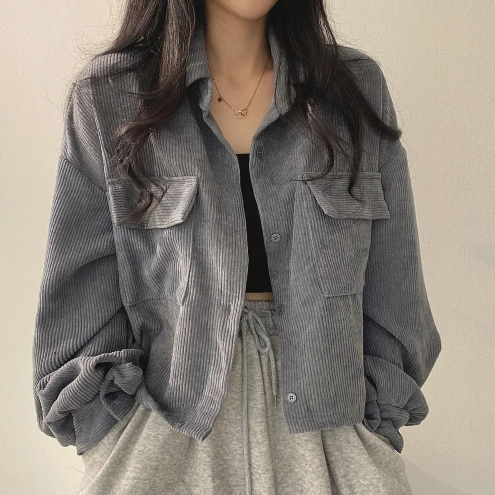 Corduroy Crop Jacket – Vintage Casual Fit