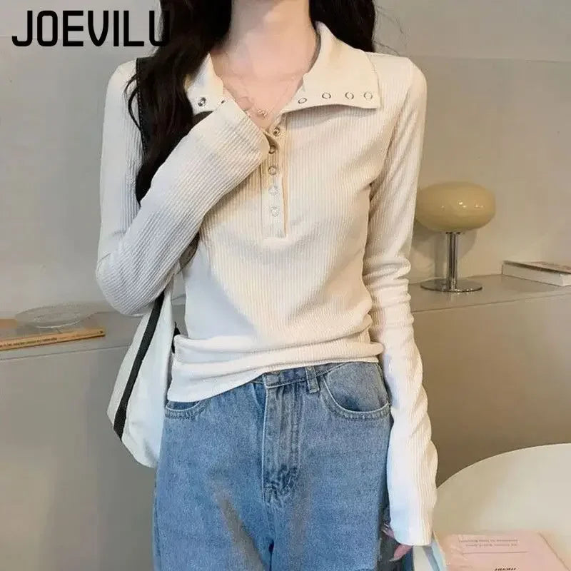Slim Inner Knit Sweater – V-Neck Button