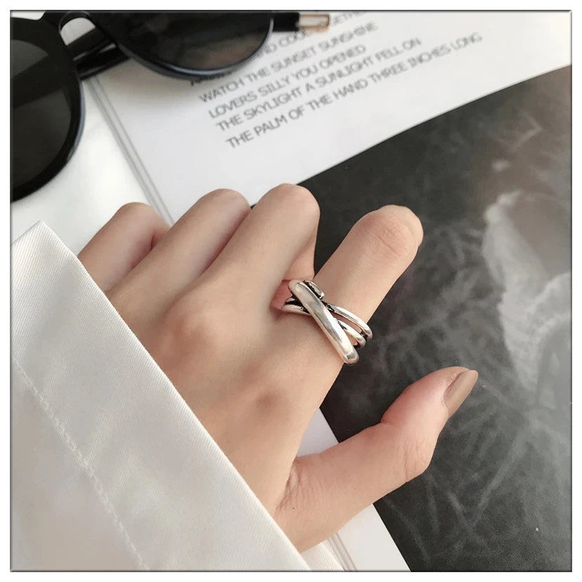 925 Silver Cross Hollow Finger Ring – Creative