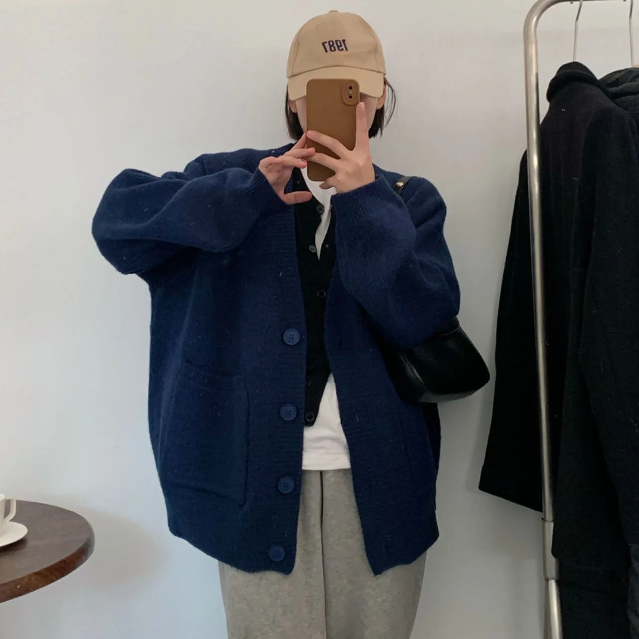 Lazy Style Knit Cardigan – Casual Solid Knit Jacket