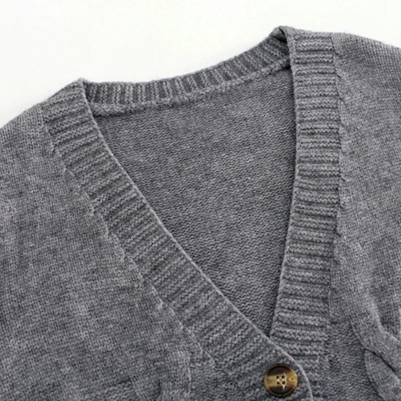 V Neck Crop Knit Cardigan – Soft Slim Fit