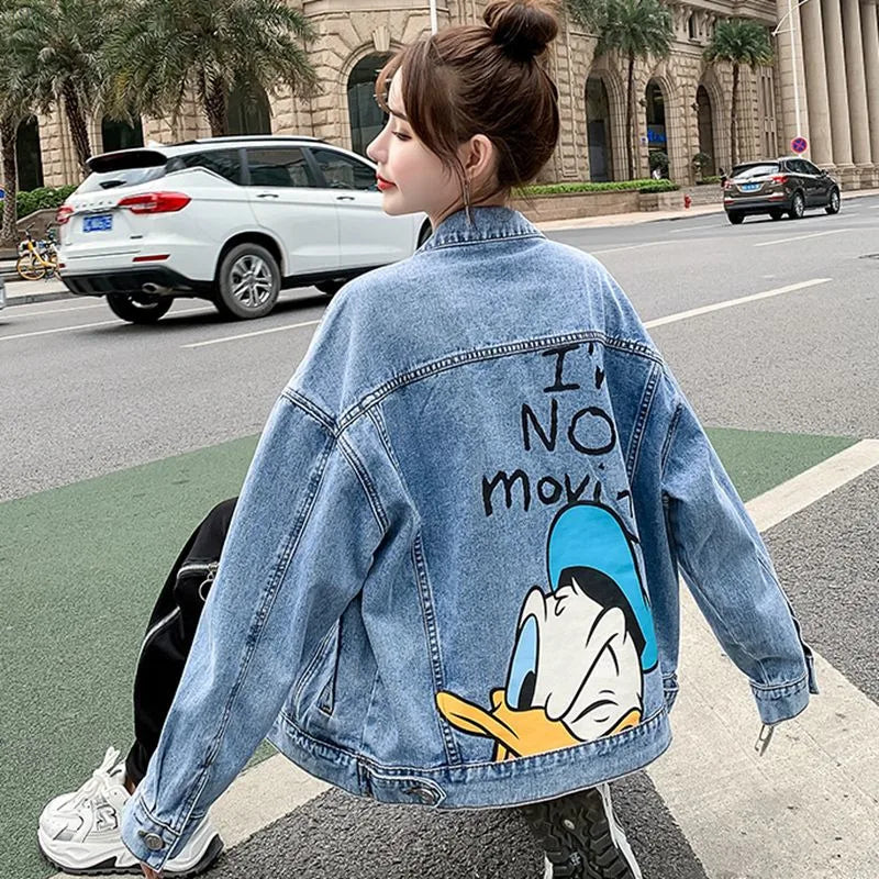 Cartoon Denim Jacket – Cute Loose Fit Spring Outerwear