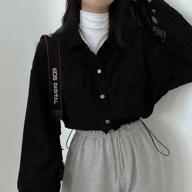 Corduroy Crop Jacket – Vintage Casual Fit