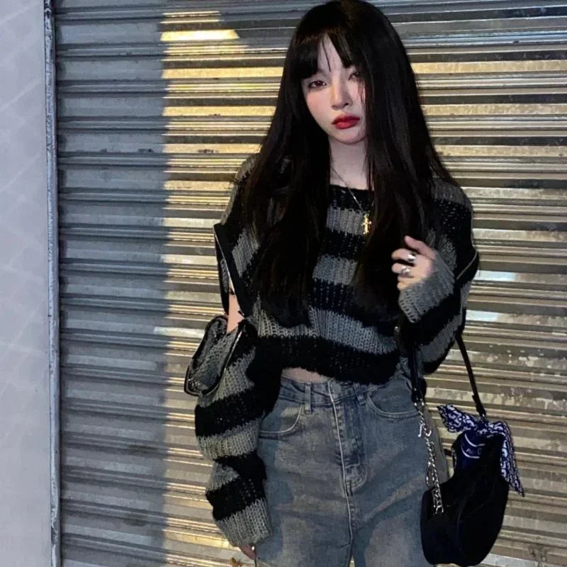 V-Neck Hollow Knit Sweater — Warm Casual