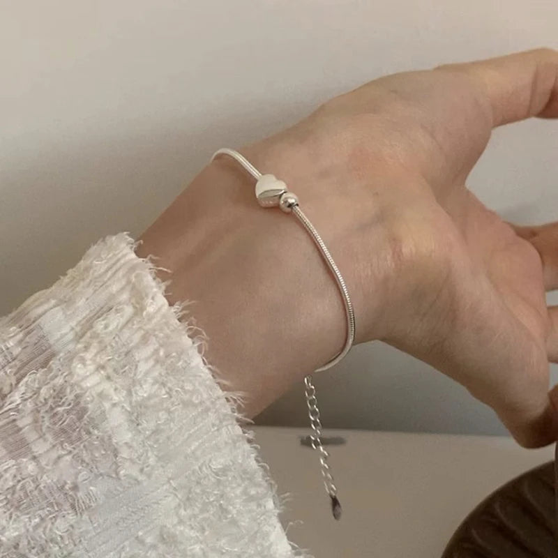 925 Sterling Silver Love Charm Heart Bracelet