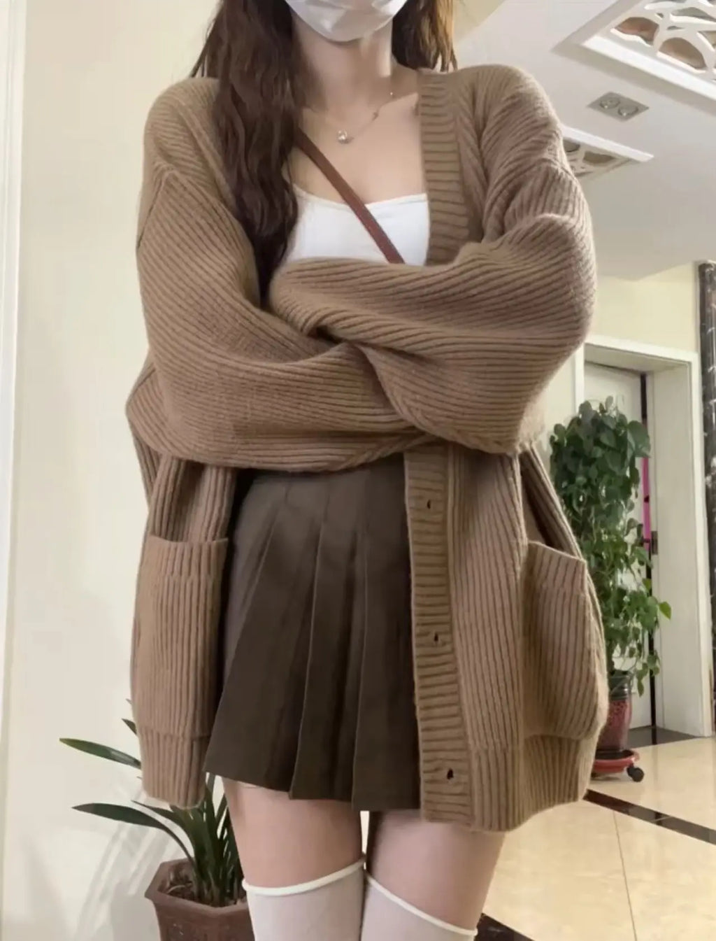 Single Breasted Sweater Cardigan – Loose Knit Coat