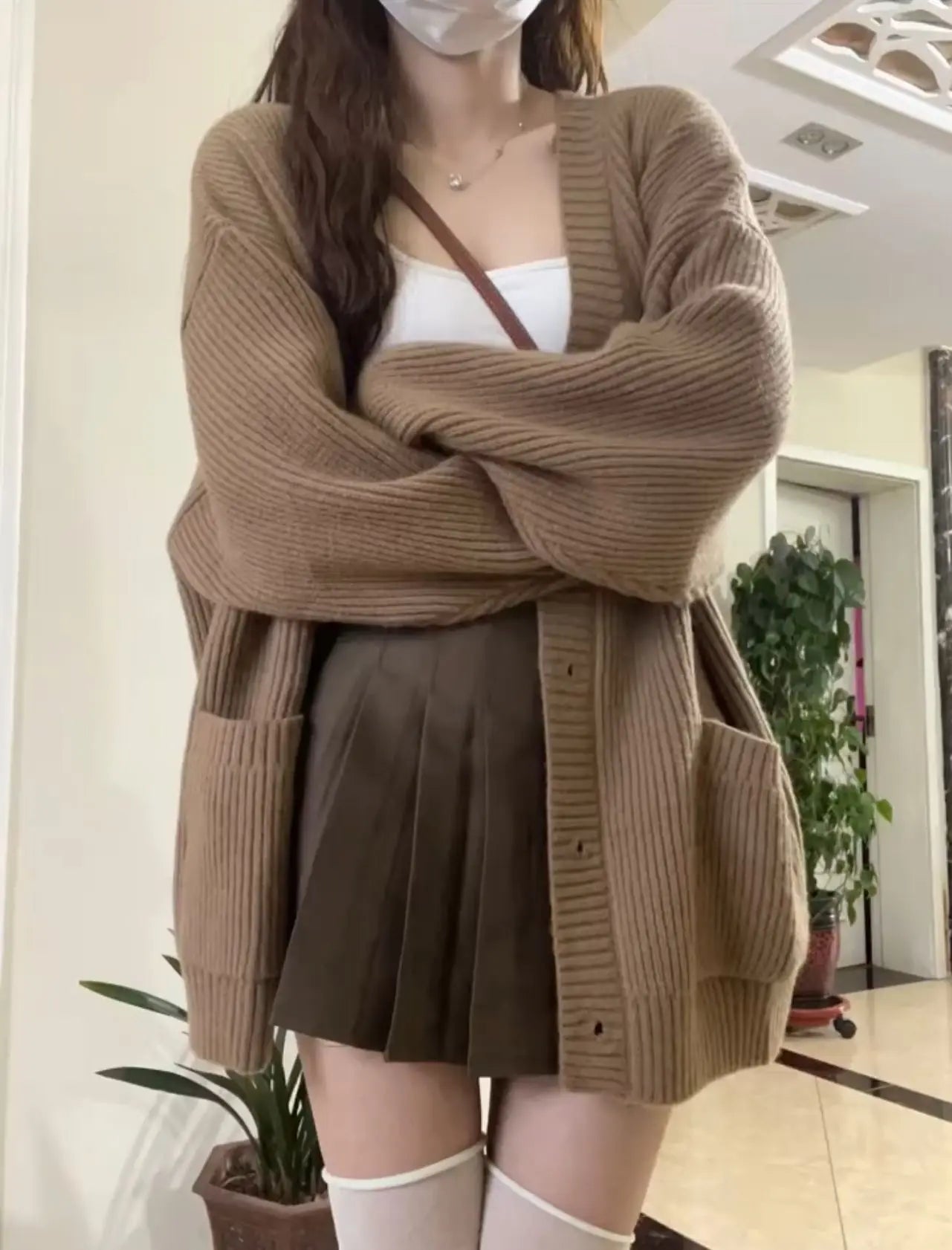 Single Breasted Sweater Cardigan – Loose Knit Coat