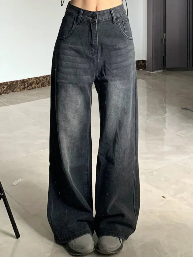 Vintage Black Jeans – High Waist Grunge Streetwear Baggy Fit