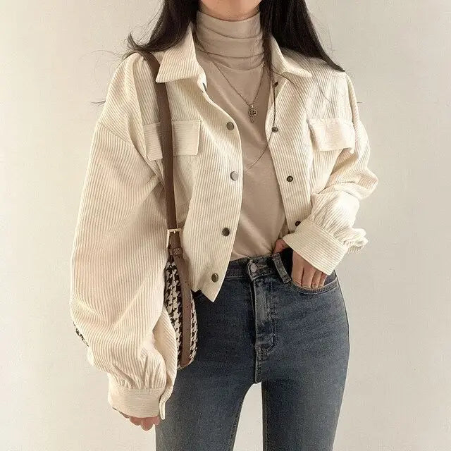 Corduroy Crop Jacket – Vintage Casual Fit