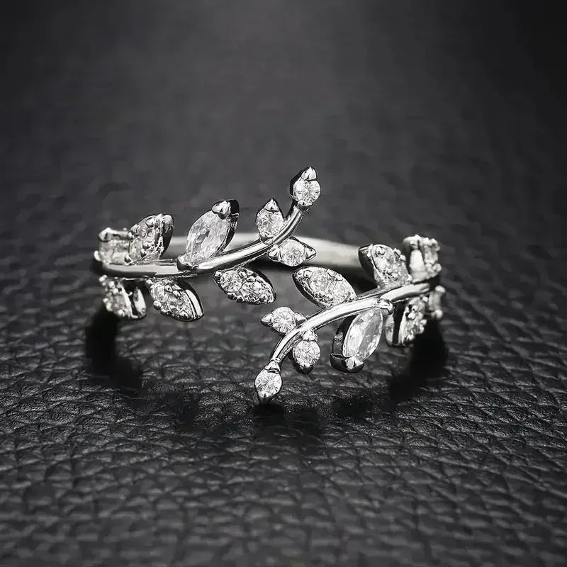 925 Silver Tree Branch Zircon Ring – Birthday Gift