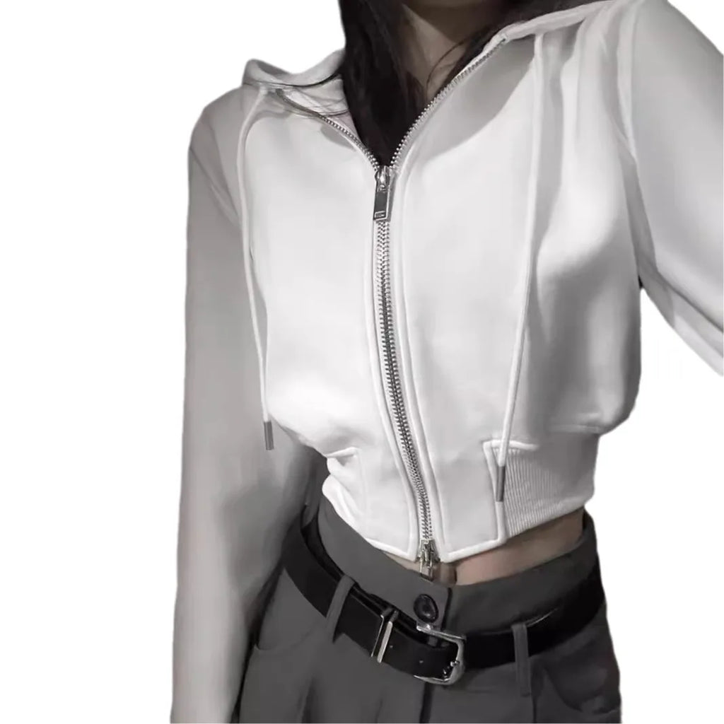 Slim Zip-Up Hoodie – Crop Fit Casual Jacket