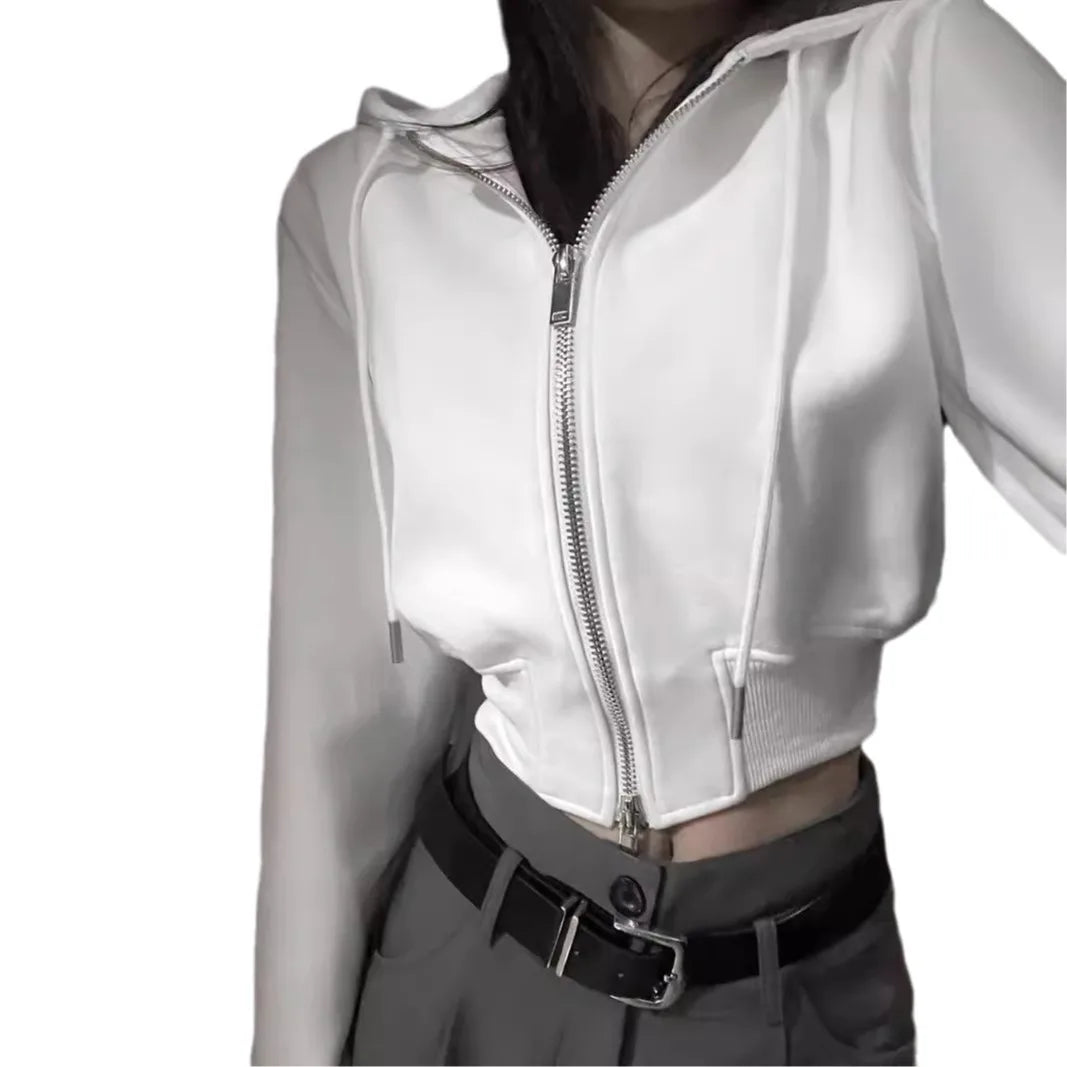 Slim Zip-Up Hoodie – Crop Fit Casual Jacket