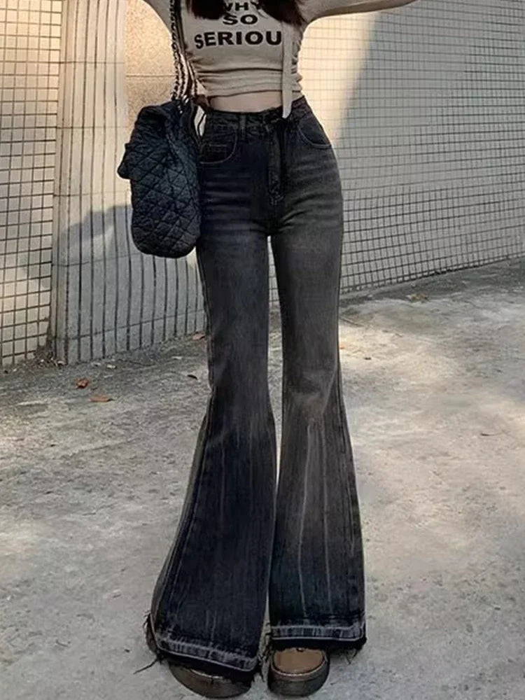 Burr Edge Vintage Flare Jeans – High Waist Bootcut Skinny Denim